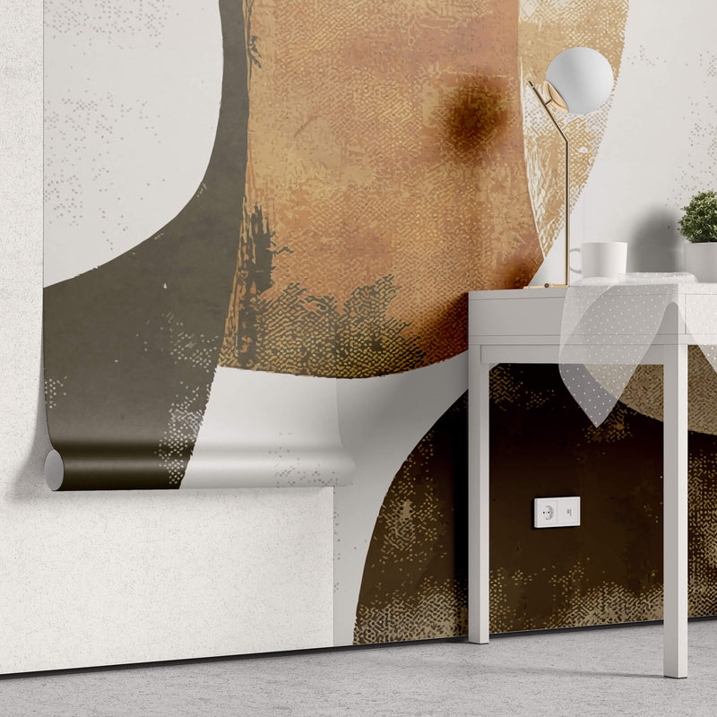 Tapet Personalizat Abstract cu forme ovale abstracte in nuante maronii - AUTUMN ABSTRACT