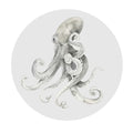 Sticker perete rotund cu caracatita desenata in acuarela octopus art