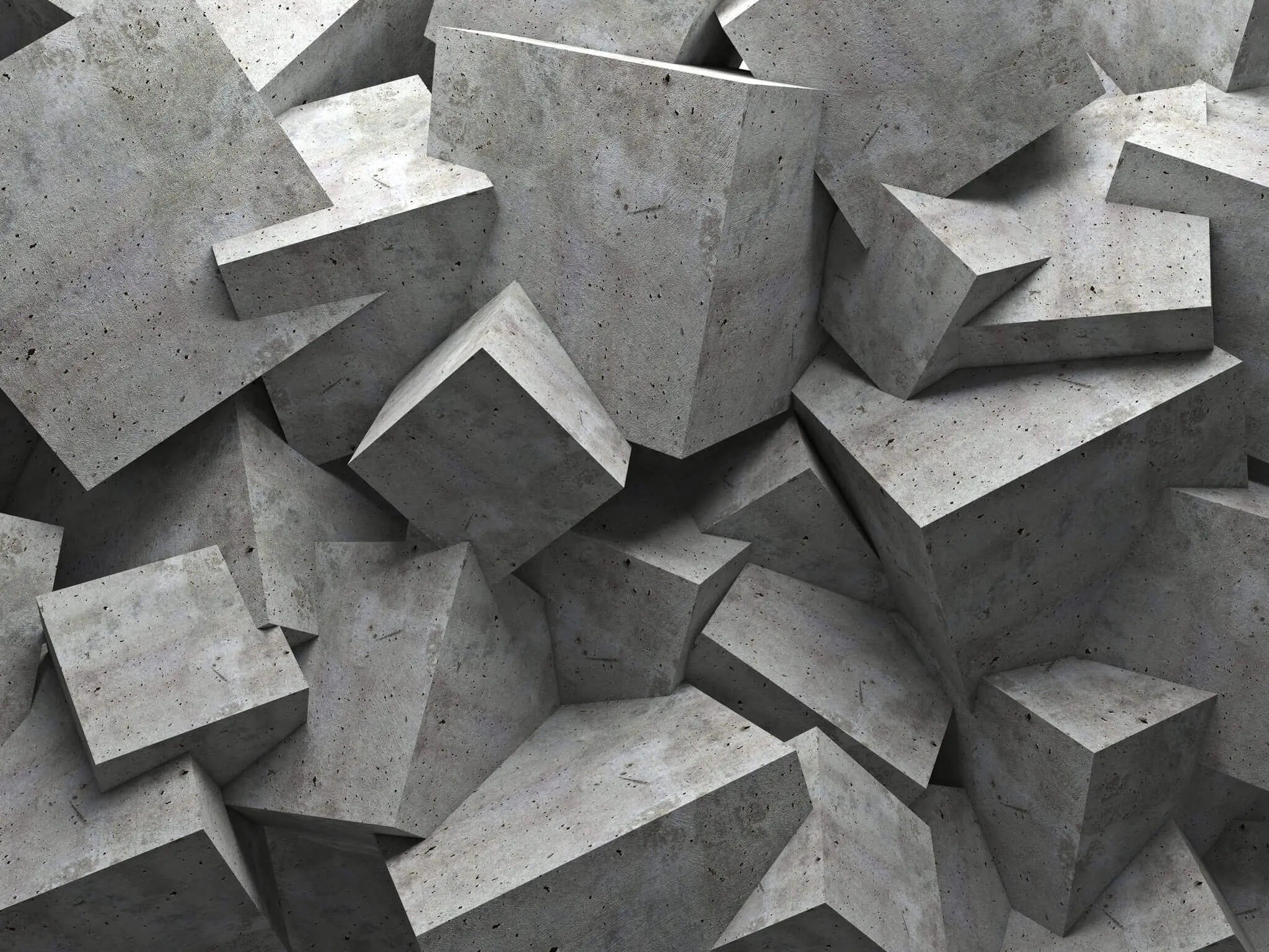 Tapet personalizat 3d cu blocuri de ciment imbinate asimetric concrete blocks dark