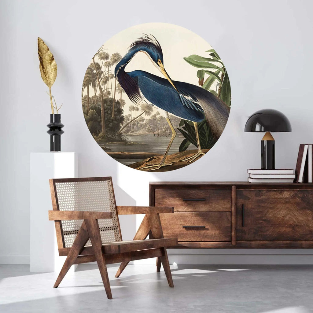 Sticker perete rotund cu starcul din louisiana operta de arta james audubon louisiana heron