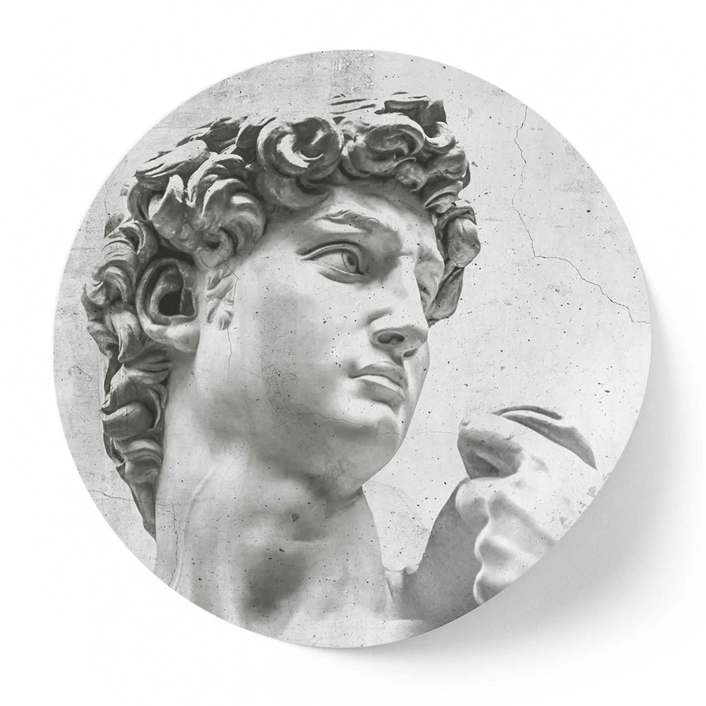 Sticker perete rotund victorian cu statuia lui david sculptura de tip portret david statue