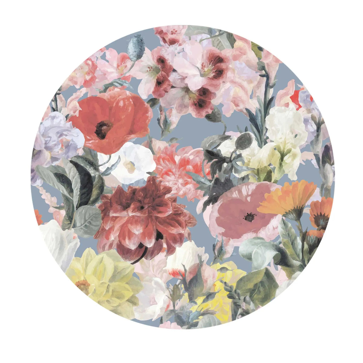 Sticker perete rotund floral cu flori intr un pastel retro retro pastel flower