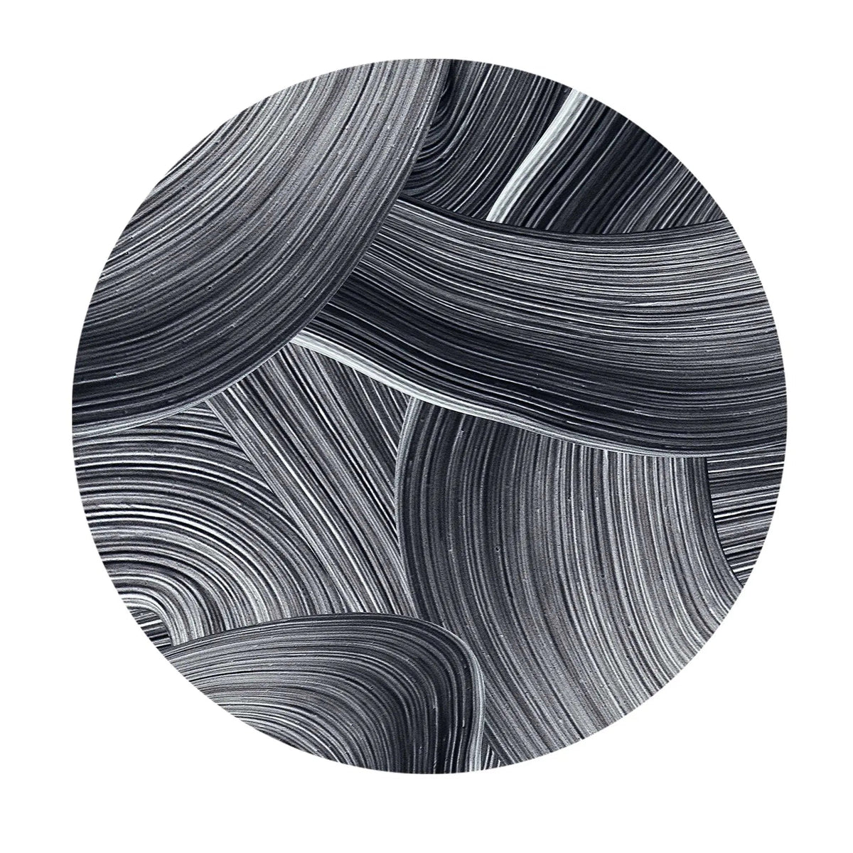 Sticker perete rotund abstract cu urme negre de pensula brush smudge