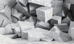 Tapet personalizat 3d cu blocuri de ciment imbinate asimetric in nuante de gri deschis concrete blocks light