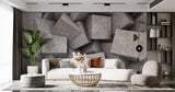 Tapet personalizat 3d cu blocuri de granit imbinate asimetric in nuante de maronii concrete blocks granit