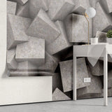 Tapet personalizat 3d cu blocuri de granit imbinate asimetric in nuante de maronii concrete blocks granit