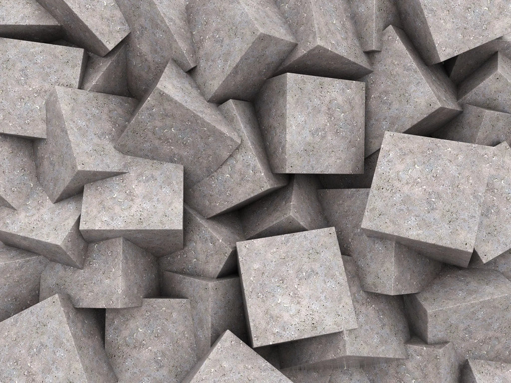 Tapet personalizat 3d cu blocuri de granit imbinate asimetric in nuante de maronii concrete blocks granit