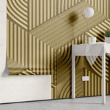 Tapet personalizat 3d cu linii si forme asimetrice aurii gold bars