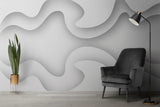 Tapet personalizat 3d cu design abstract in nuante de alb si umbre gri white frequency