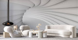 Tapet Personalizat 3D cu efect realist al unui tunel alb in perspectiva 3D - 3D TUNNEL
