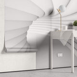 Tapet Personalizat 3D cu efect realist al unui tunel alb in perspectiva 3D - 3D TUNNEL
