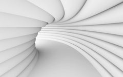 Tapet Personalizat 3D cu efect realist al unui tunel alb in perspectiva 3D - 3D TUNNEL