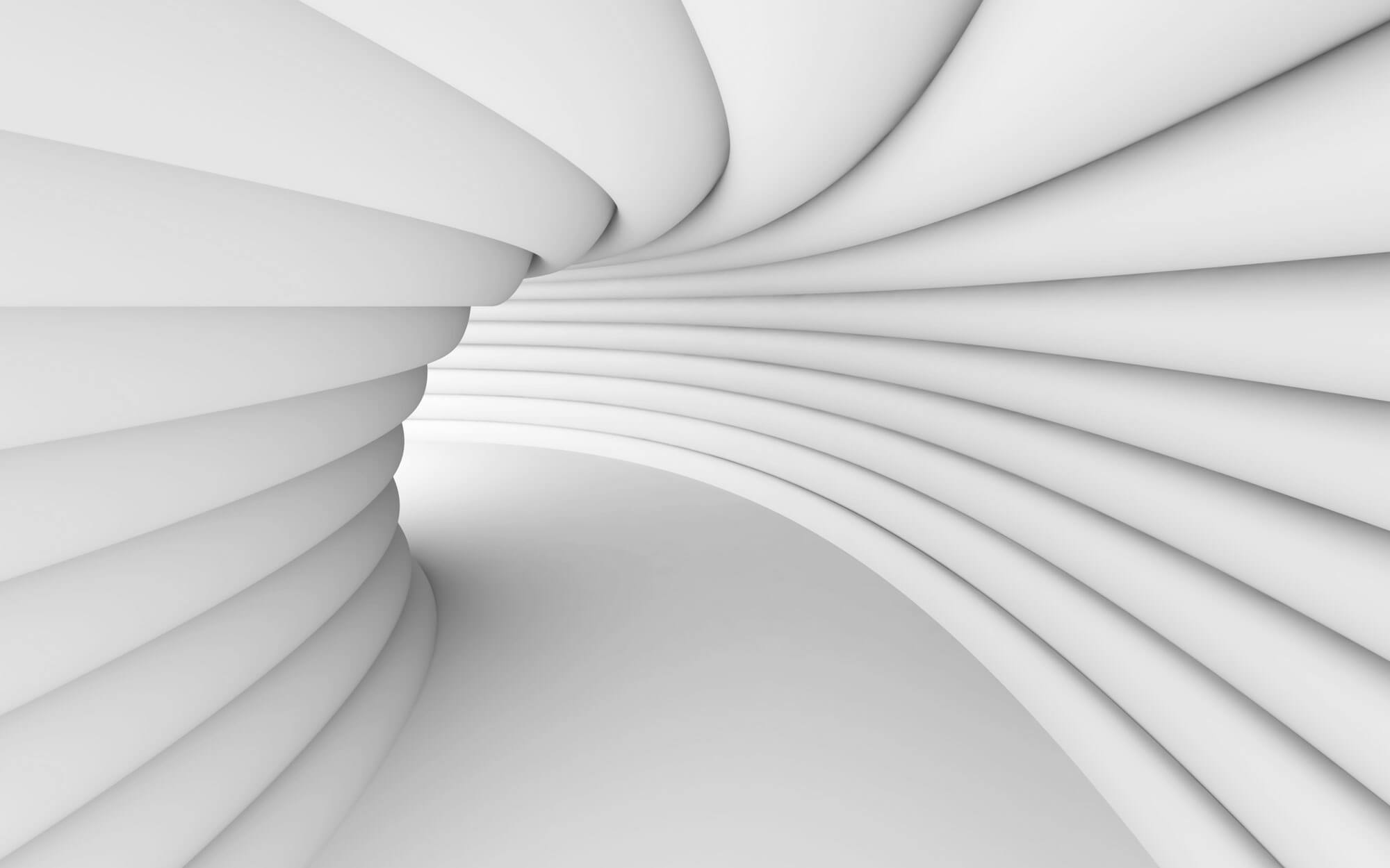 Tapet Personalizat 3D cu efect realist al unui tunel alb in perspectiva 3D - 3D TUNNEL
