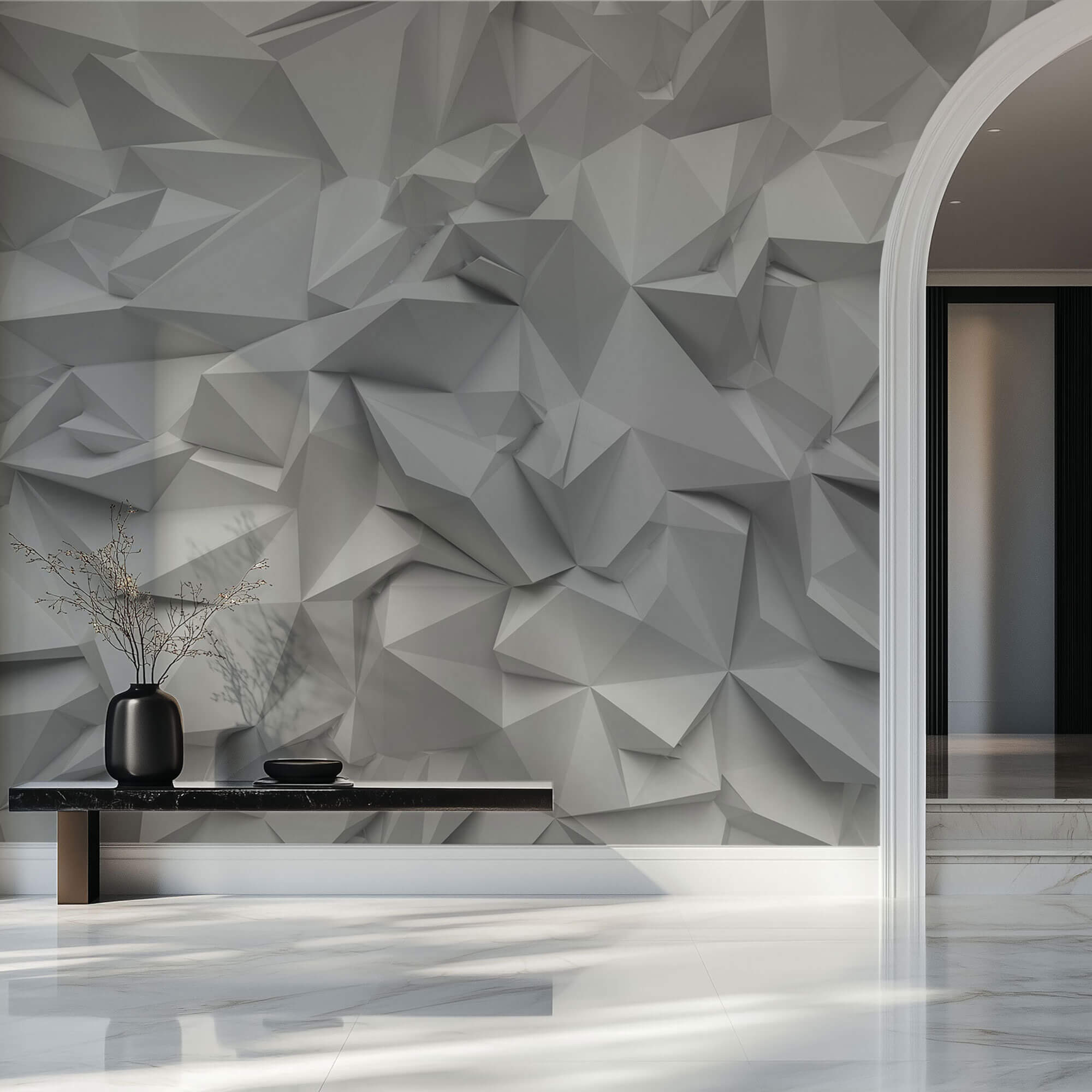Tapet Personalizat 3D cu varfuri iesite in relief asemeni unor roci albe - WHITE ROCK