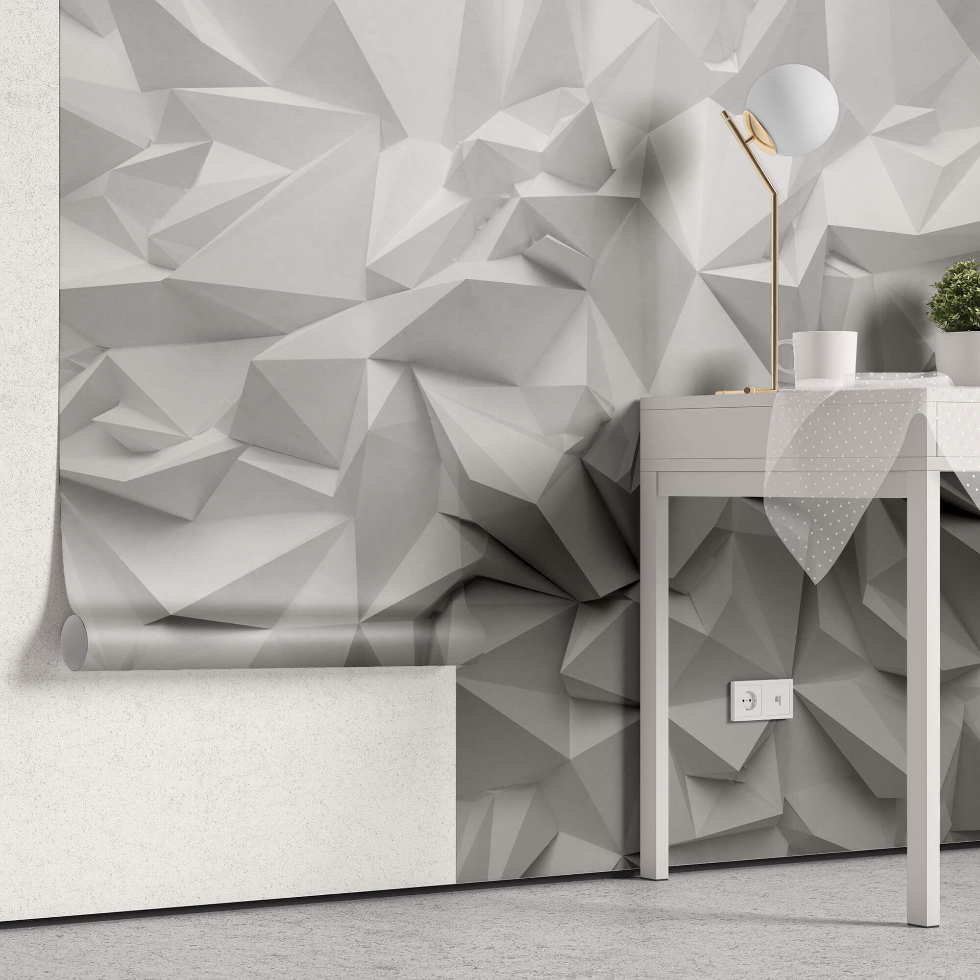 Tapet Personalizat 3D cu varfuri iesite in relief asemeni unor roci albe - WHITE ROCK