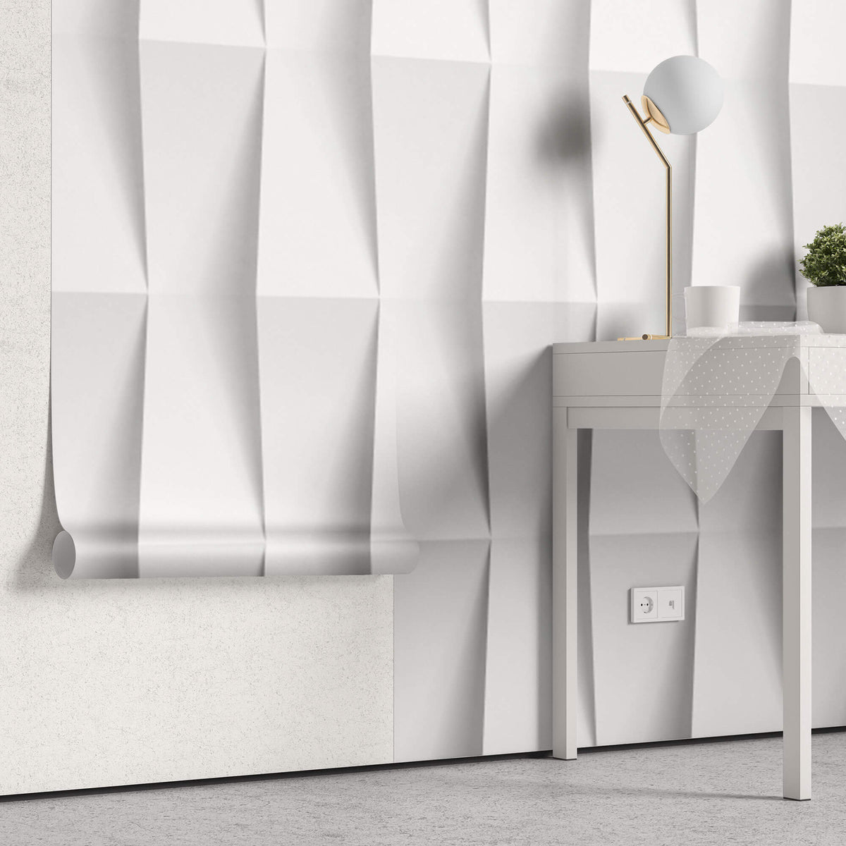 Tapet Personalizat 3D cu elemente iesite in relief redand un efect realist al unor coloane albe - 3D COLUMNS