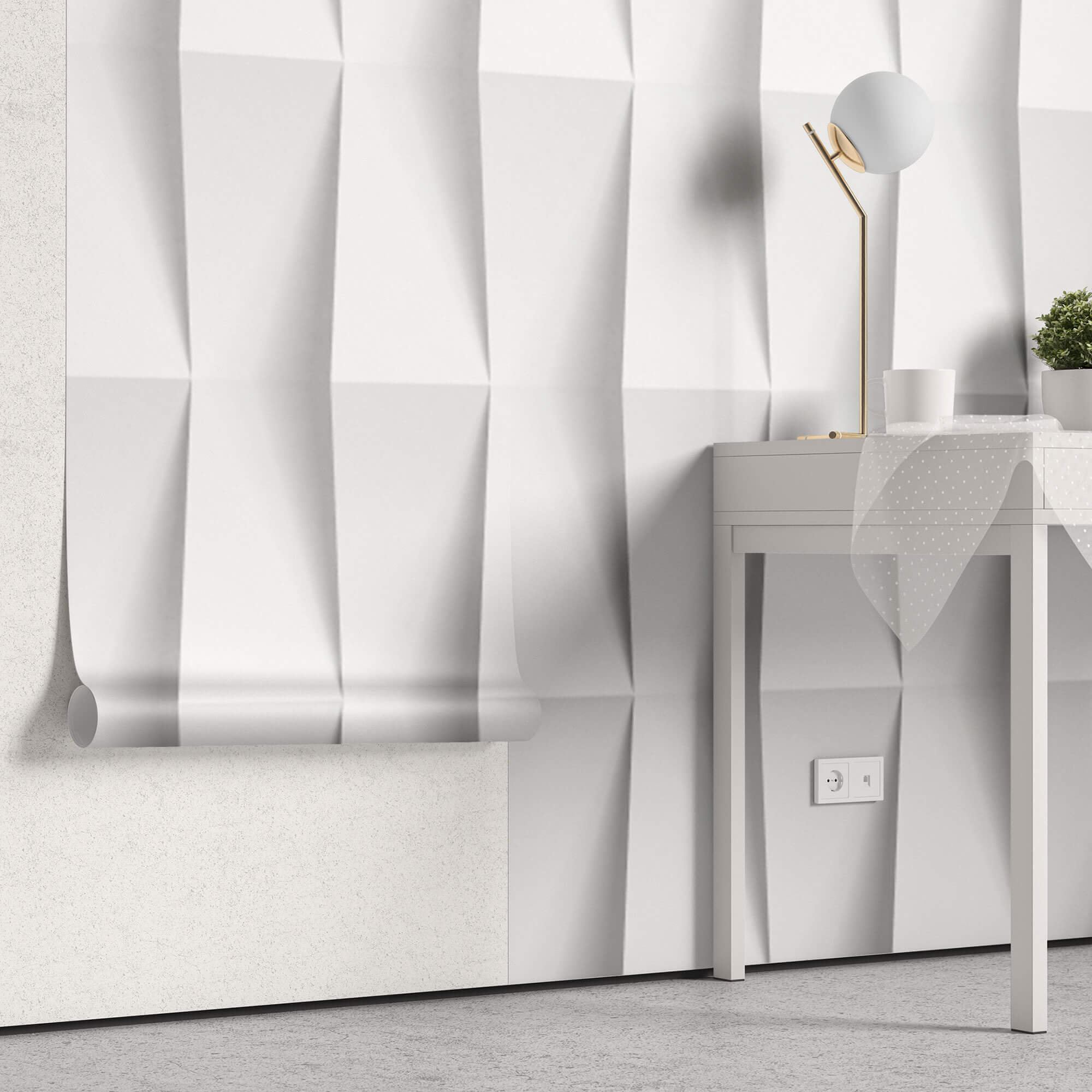 Tapet Personalizat 3D cu elemente iesite in relief redand un efect realist al unor coloane albe - 3D COLUMNS