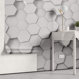Tapet Personalizat 3D cu hexagoane iesite in relief in nuante de gri - GREY HEX
