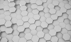 Tapet Personalizat 3D cu hexagoane iesite in relief in nuante de gri - GREY HEX