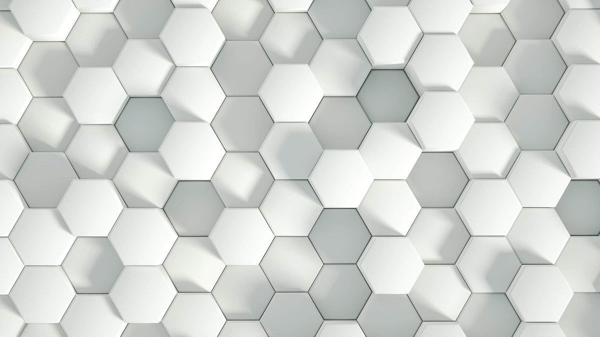 Tapet Personalizat 3D cu hexagoane albe iesite in relief cu efect de lumina si umbra - SHADOW HEXAGONS