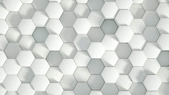 Tapet Personalizat 3D cu hexagoane albe iesite in relief cu efect de lumina si umbra - SHADOW HEXAGONS