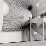 Tapet Personalizat 3D cu un tunel in viziune 3D si sfere plutind in departare - SPHERE VISION