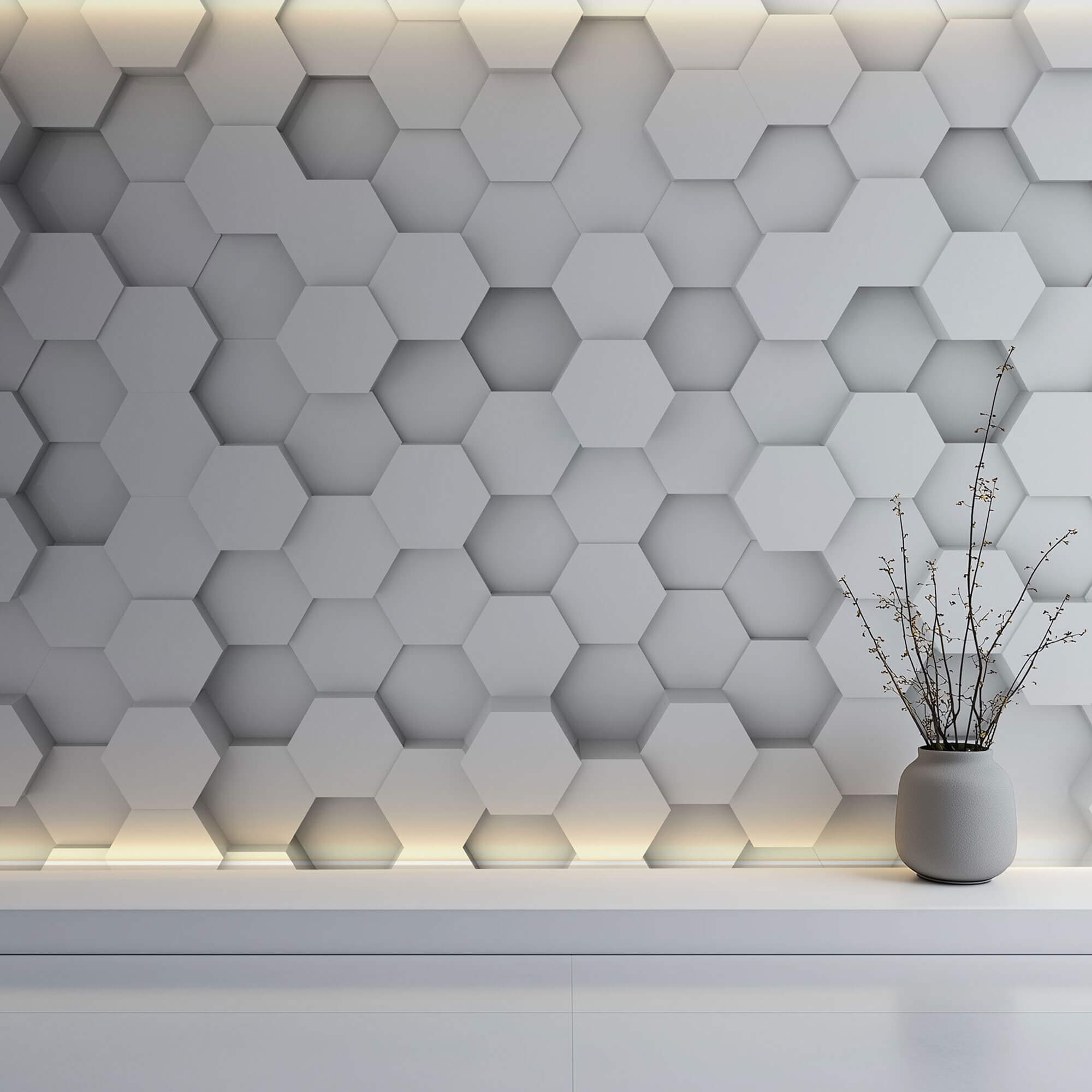 Tapet Personalizat 3D cu hexagoane iesite in relief redand o perspectiva in spatiu - 3D HONEYCOMB