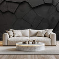 Tapet Personalizat 3D cu roca neagra sparta neuniform si iesita in relief - 3D CRACKED ROCK