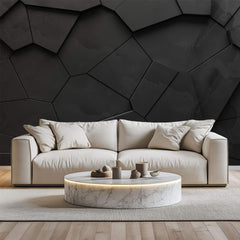 Tapet Personalizat 3D cu roca neagra sparta neuniform si iesita in relief - 3D CRACKED ROCK