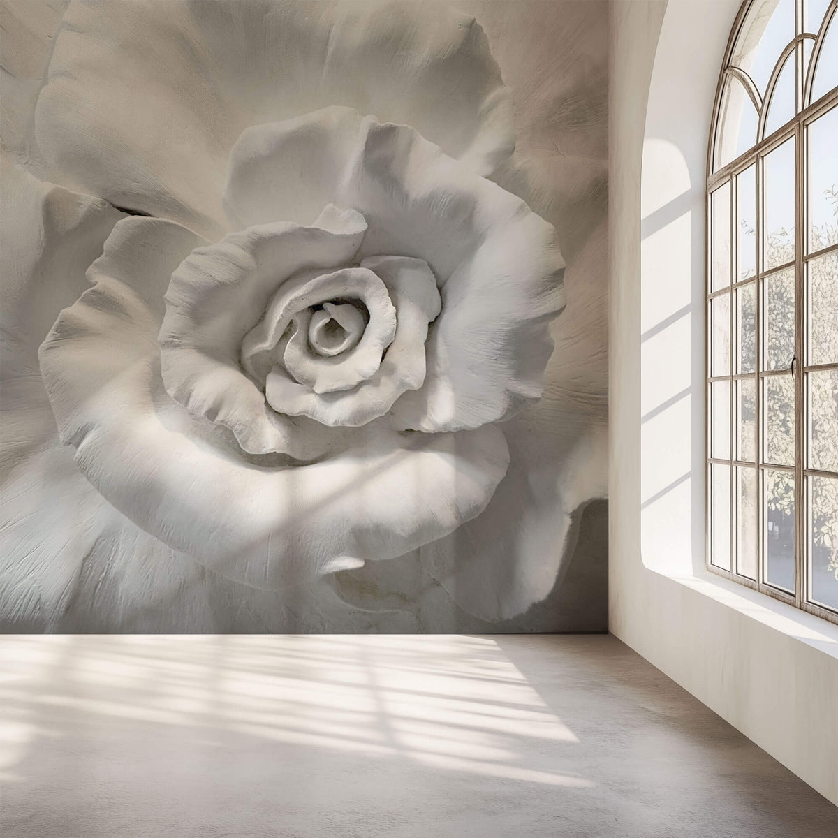 3d Plaster Rose Personalised Wallpaper