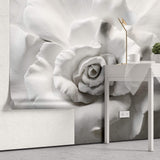 Tapet Personalizat 3D cu o floare din ipsos alb in relief - 3D PLASTER ROSE