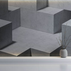 Tapet Personalizat 3D cu o structura de ciment moderna dispusa in cuburi 3D - 3D CONCRETE CUBES