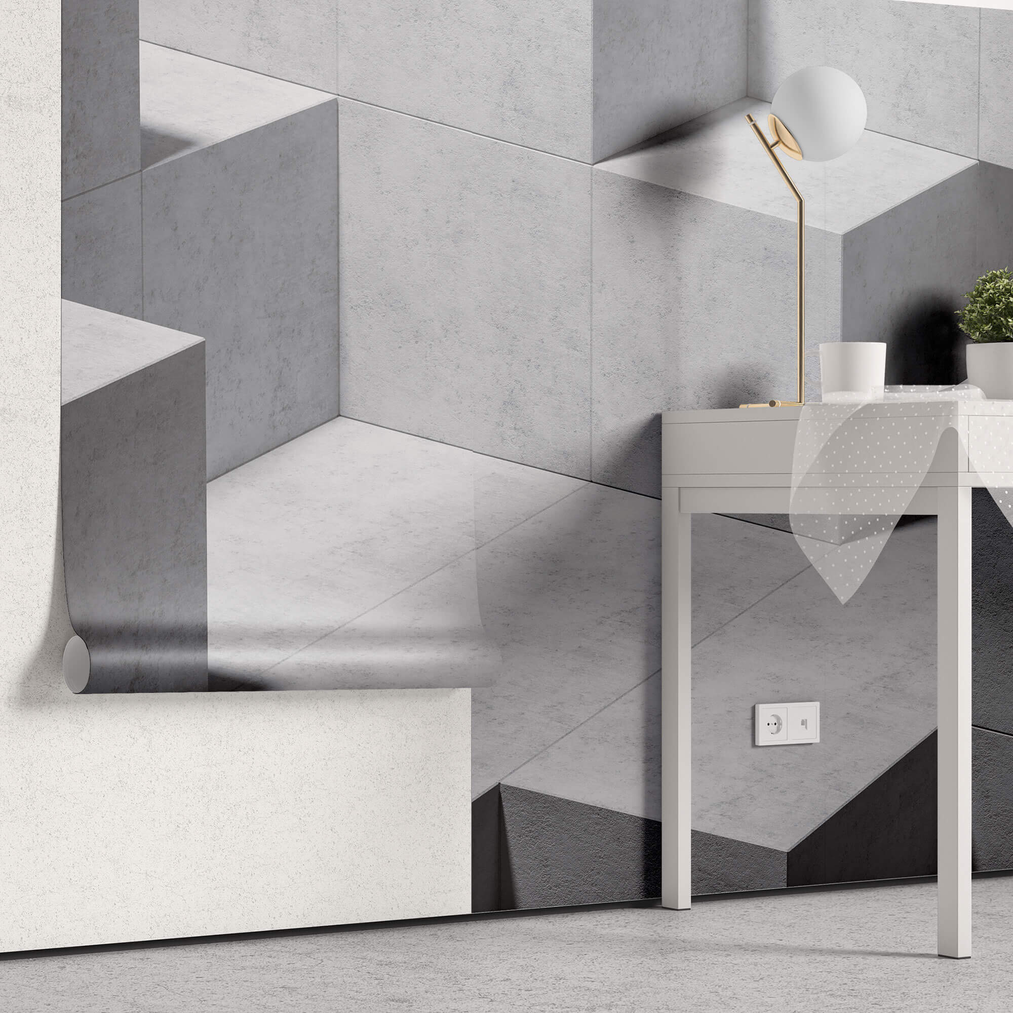 Tapet Personalizat 3D cu o structura de ciment moderna dispusa in cuburi 3D - 3D CONCRETE CUBES