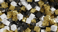 Tapet Personalizat 3D cu cuburi mici de marmura alba neagra si aur - GOLDEN SUGAR