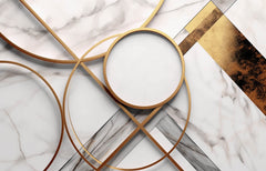 Tapet Personalizat 3D cu inele aurii si marmura alba - GOLD METALIC MARBLE