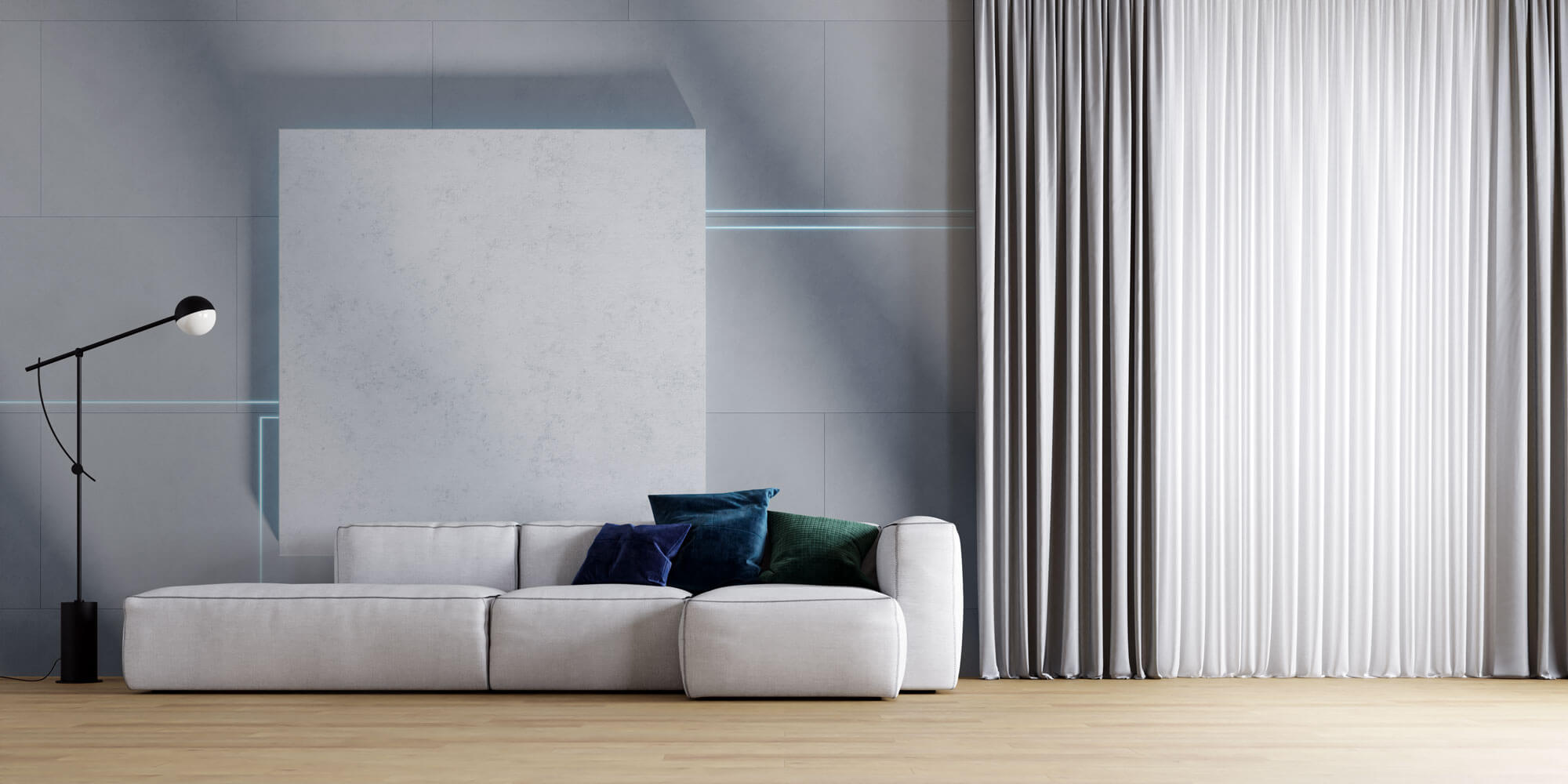 Tapet Personalizat 3D cu un model modern de piatra iesita in relief si lumini neon - MODERN CHIP