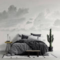 Tapet personalizat watercolor cu nori albi si gri stormy clouds
