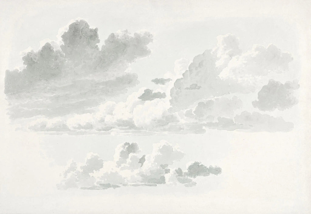 Tapet personalizat watercolor cu nori albi si gri stormy clouds