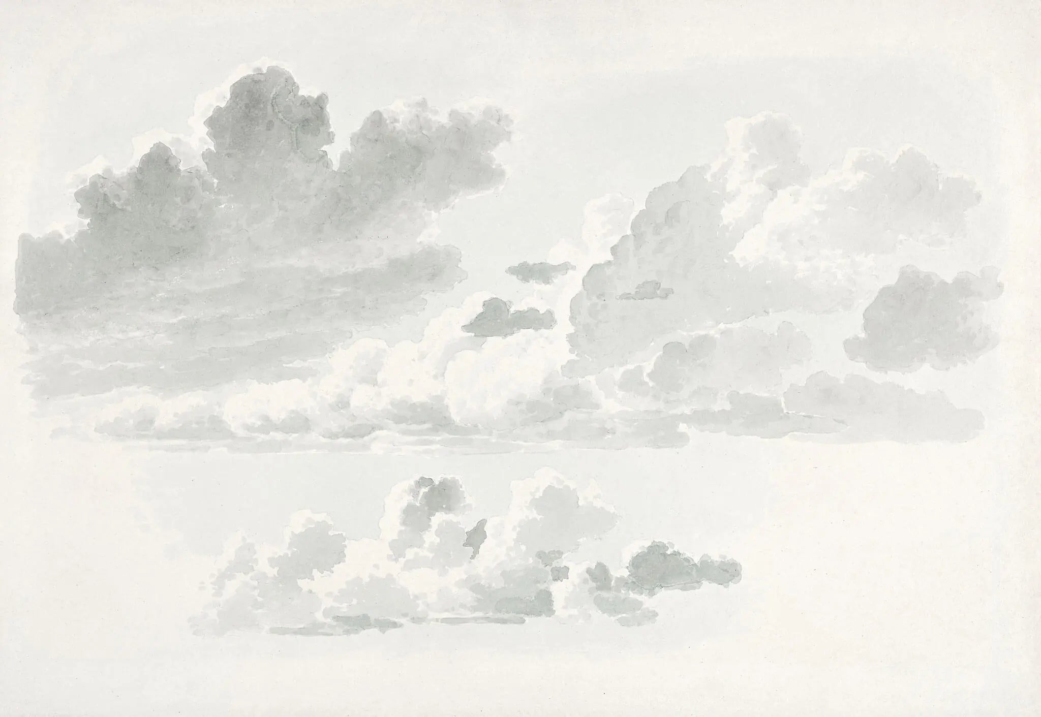 Tapet personalizat watercolor cu nori albi si gri stormy clouds