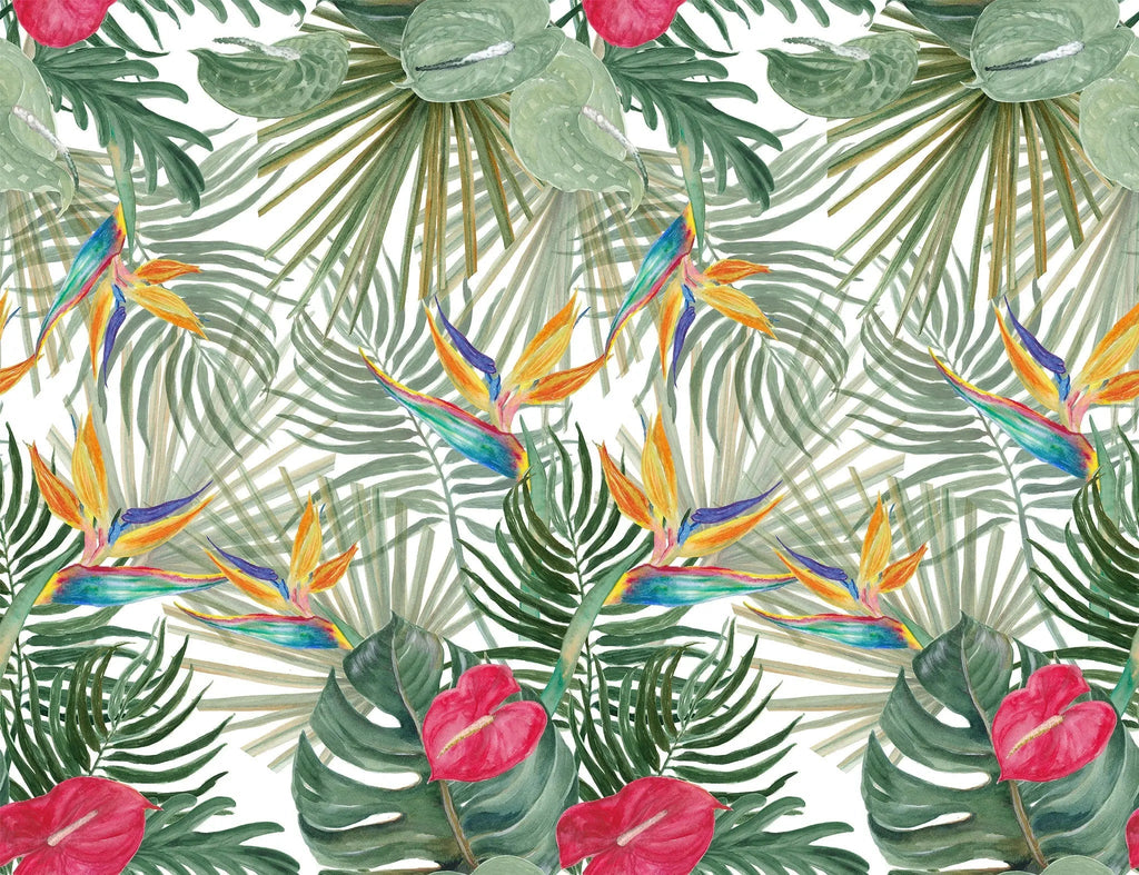 Tapet personalizat watercolor cu pasarea paradisului si plante verzi watercolor bird of paradise 