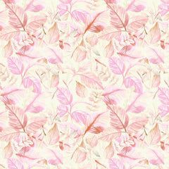 Tapet personalizat watercolor cu frunze roz pe fundal deschis pink leaves