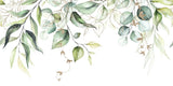Tapet personalizat watercolor cu frunze verzi cu detalii aurii pe fundal alb aesthetic leaves glitter details