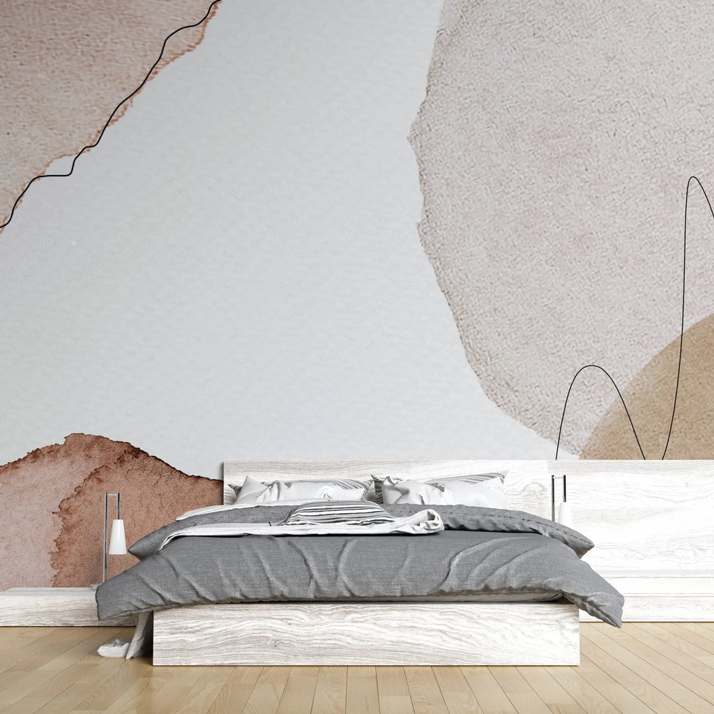 Tapet personalizat watercolor cu pete abstracte cafenii coffee tones