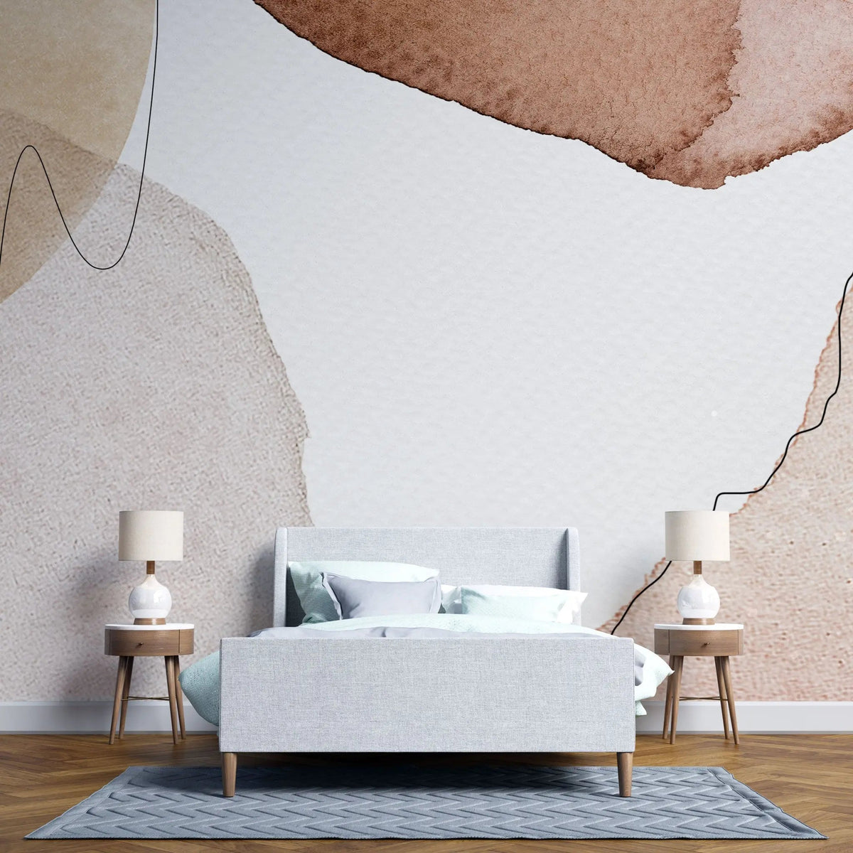 Tapet personalizat watercolor cu pete abstracte cafenii coffee tones