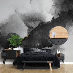 Tapet personalizat watercolor cu cerneala neagra black ink