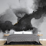 Tapet personalizat watercolor cu cerneala neagra black ink