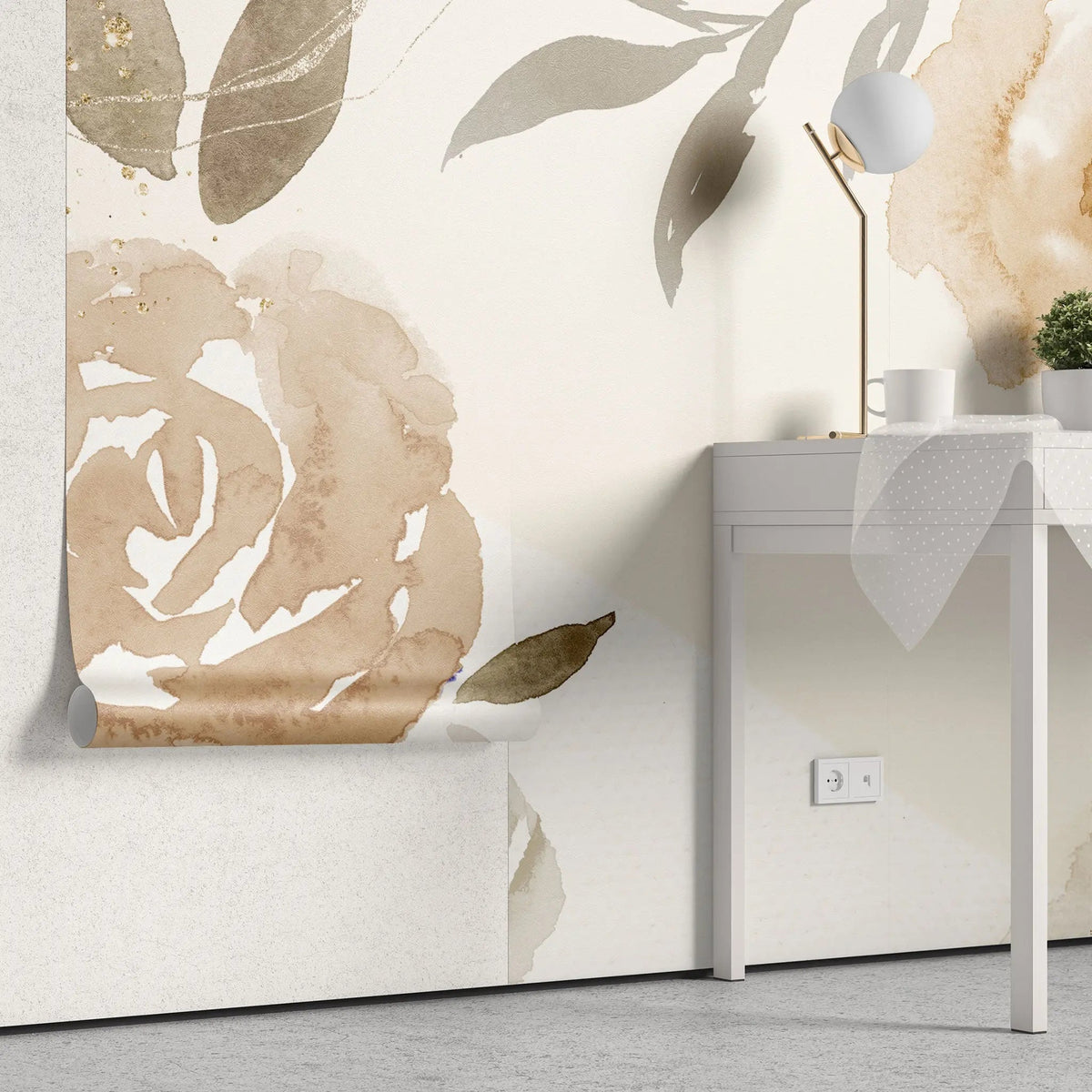 Tapet personalizat watercolor cu trandafiri cafenii coffee roses