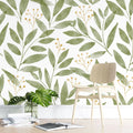 Tapet personalizat watercolor cu frunze si flori de vasc mistletoe leaves