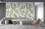 Tapet personalizat watercolor cu frunze si flori de vasc mistletoe leaves