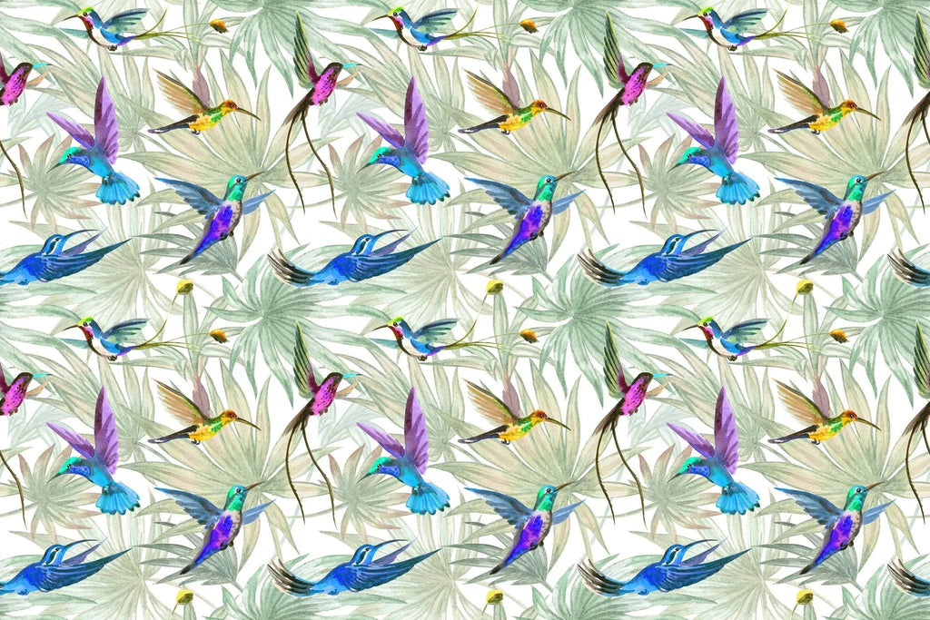 Tapet personalizat watercolor cu pasari exotice colorate color birds